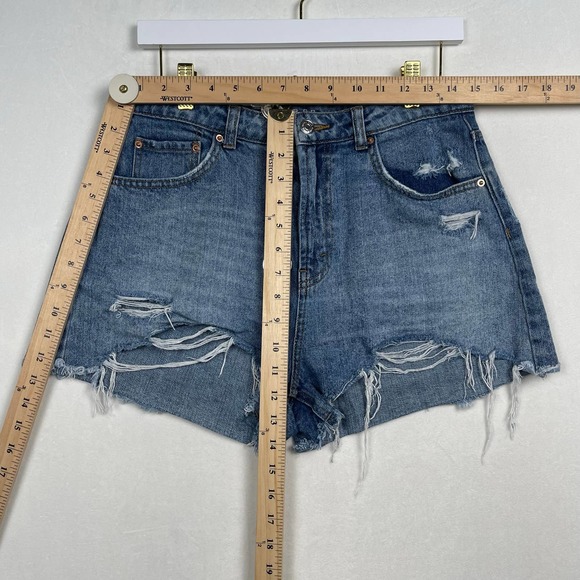 Wild Fable High Rise Denim Shorts Medium Wash, Distressed Ripped Cut Offs, Sz 8‎ - Picture 4 of 5